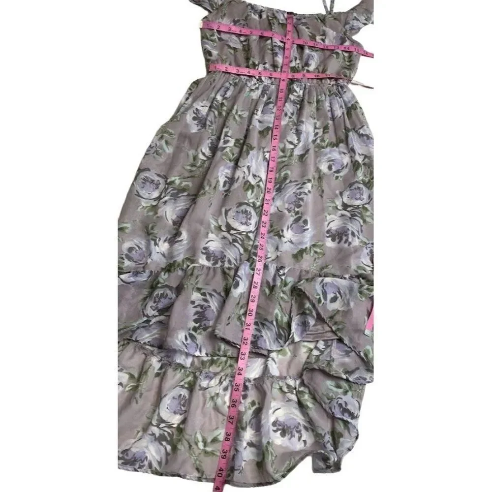 Childrens Place Girls Purple Floral Cold‎ Shoulder Chiffon High Low Dress XXL 16 - Picture 7 of 8
